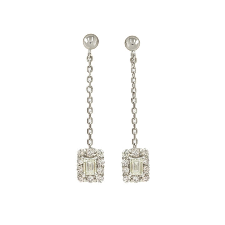 新品◇K18WG ダイヤモンド 1.00ct ロングピアス