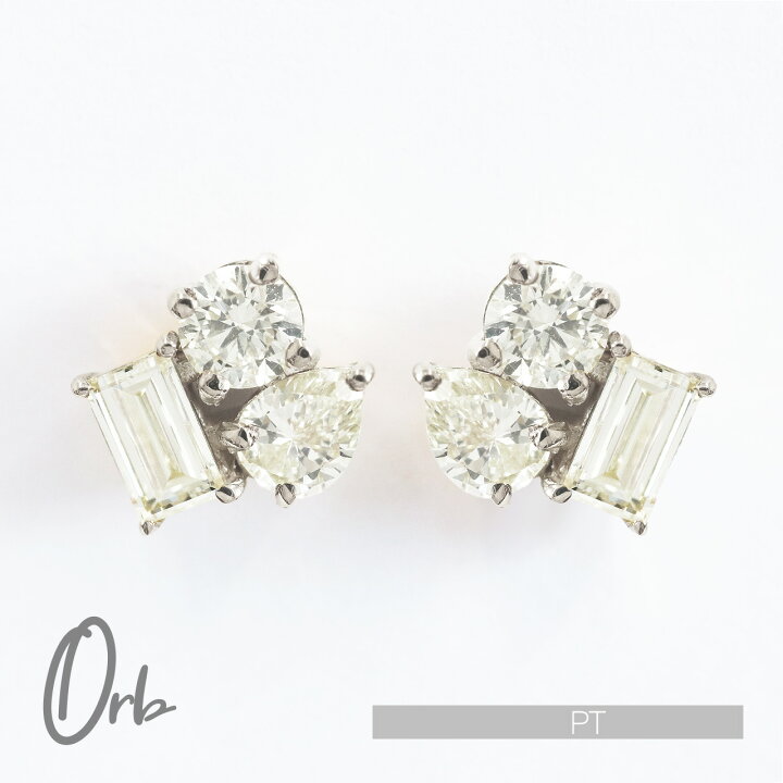 楽天市場】ペアシェイプ バゲット ダイヤモンド ピアス 0.6ct 