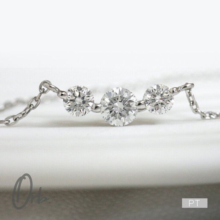 楽天市場】プラチナ ダイヤモンド スリーストーン ネックレス 0.3ct 