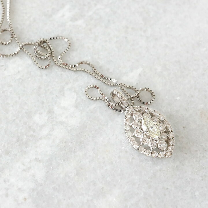 楽天市場】K18 PT ネックレス ペンダント ダイヤモンド 0.5ct マーキス 