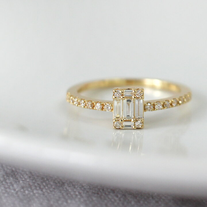 楽天市場】k18 PT バゲットカット ダイヤモンド リング 0.25ct  