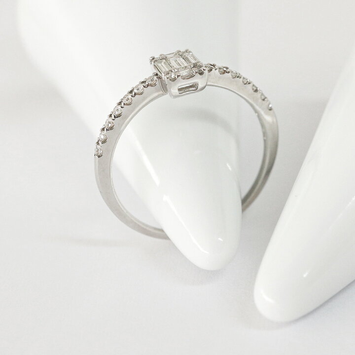 楽天市場】k18 PT バゲットカット ダイヤモンド リング 0.25ct 