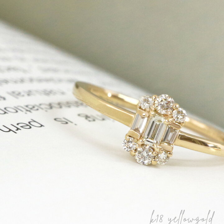楽天市場】k18 PT バゲット ダイヤモンド リング 0.2ct レディース  