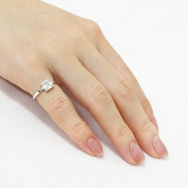 楽天市場】k18 pt900 ダイヤモンド リング バゲット バケット スクエア  