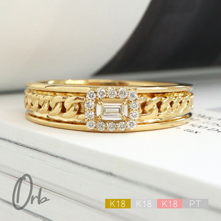 楽天市場】ダイヤモンド リング 0.1ct レディース k18 PT バゲット 