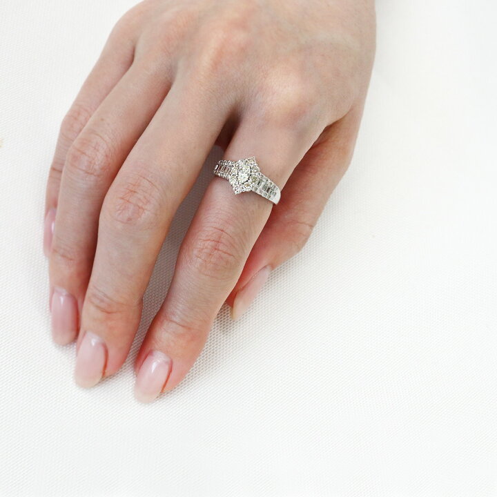 楽天市場】1ct ダイヤモンド リング 指輪 マーキスカット 取り巻き 