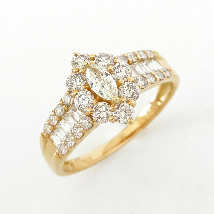 楽天市場】1ct ダイヤモンド リング 指輪 マーキスカット 取り巻き 