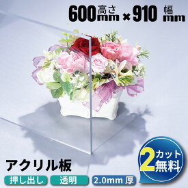 【2カット無料】アクリル板 600mm×910mm 厚み2mm 透明 押し出し板 オーダーカット|アクリル アクリルボード テーブルマット テーブル クリア 業務用 透明アクリル板 アクリルプレート クリアボード プレート 仕切り板 diy パネル アクリルパネル 押出板 仕切りオーダー加工