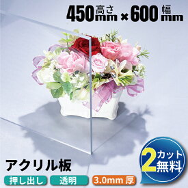 【2カット無料】アクリル板 450×600mm 厚み3mm 透明 押し出し板 | 保護カバー アクリル オーダーカット アクリルボード アクリルパネル 加工 テーブルマット デスクマット オーダー カット アクリルプレート 板 押出板 机 マット 3ミリ ホームセンター 安い オーダー加工