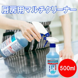 厨房用マルチクリーナー 500ml 油汚れ 厨房内 床掃除 テーブル汚れ シンク 換気扇 レンジ シューズ スリッパ 機械油 食用油 タイヤ痕 汚れ落とし 消臭 除菌効果 オーブ・テック スペースショット