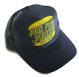 【正規販売店】トラックブランド（TruckBrand）JUNK FOODハンバーガー柄メッシュキャップ/ロゴハット/ネイビー×イエロー【あす楽対応_関東】