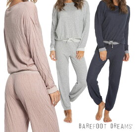 ベアフットドリームス（Barefoot Dreams）スウェットセットアップ/長袖シャツ＆パンツ上下セット/the MALIBU COLLECTION WOMEN'S CRINKLE JERSEY LOUNGE SET/スエット上下セット#BDWMC1178【あす楽対応_関東】