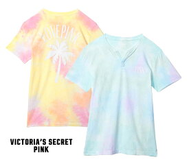 ヴィクトリアシークレットPINK（VictoriasSecretPINK）Tシャツ パステルタイダイ ピンク ブルー オーバーサイズ トップス カットソー レディース【あす楽対応_関東】