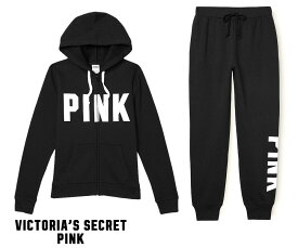 ヴィクトリアシークレットPINK（VictoriasSecretPINK）スウェット上下セット パーカー＆パンツ フーディー ブラック【あす楽対応_関東】