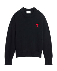 Ami paris（アミパリス）クルーネックセーター ニット オーガニックコットン＆ウールセーター ブラック メンズ レディース Ami De Coeur Crewneck Sweater【あす楽対応_関東】