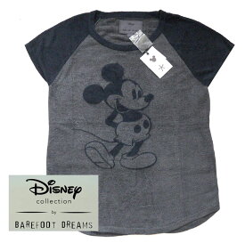 ベアフットドリームス×ディズニーコラボ ミッキーマウスラグランTシャツ/Barefoot Dreams COZYCHIC ULTRA LITE CLASSIC DISNEY MICKEY MOUSE WOMEN'S RAGLAN TEE【あす楽対応_関東】