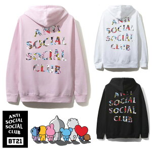 �A���`�\�[�V�����\�[�V�����N���u ANTI SOCIAL SOCIAL CLUB ×BT21 �R���{�X�E�F�b�g�p�[�J�[ �u���b�N �s���N �z���C�g �h�e���N�c BTS ASSC ��̓� �M�t�g