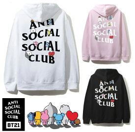 アンチソーシャルソーシャルクラブ(ANTI SOCIAL SOCIAL CLUB)×BT21 コラボスウェットパーカー ブラック ピンク ホワイト 防弾少年団 BTS ASSC【あす楽対応_関東】