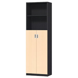 オーダーオフィスストッカー 奥行30(29.5cm)×高さ190(191.1cm)×幅45〜59cm 3段扉 本体色ブラック(BK)