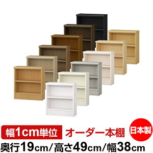 本棚 スリム 薄型 奥行19cm 高さ49cm 幅38cm オーダー本棚 日本製 全棚可動 文庫本収納 コミックラック 書棚 ラック 薄型本棚 収納棚 シンプル フォースター対応 標準タイプ