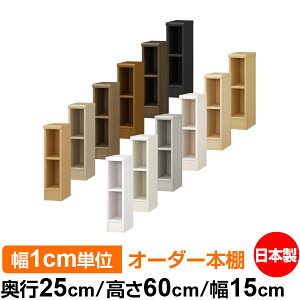 本棚 薄型 大容量 収納 奥行25cm 高さ60cm 幅15cm|日本製 木製 F★★★★ オーダーラック 収納棚 オーダーマルチラック 標準棚板 送料無料