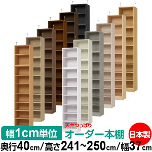 天井 つっぱり オーダー 本棚 収納 棚 書棚 ラック サイズオーダー 書棚 天井 突っ張り 【送料無料】天井つっぱり オーダーラック 奥行40cm 高さ241.1〜250.1cm 幅37cm【標準タイプ】【オーダー本