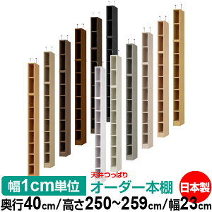 天井 つっぱり オーダー 本棚 収納 棚 書棚 ラック サイズオーダー 書棚 天井 突っ張り 【送料無料】天井つっぱり オーダーラック 奥行40cm 高さ250〜259cm 幅23cm【標準タイプ】【オーダー本棚