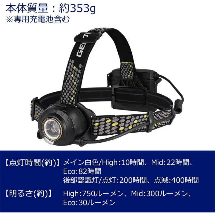 楽天市場】GENTOS ジェントス LED ヘッドライト HLP-2304 充電式 750 