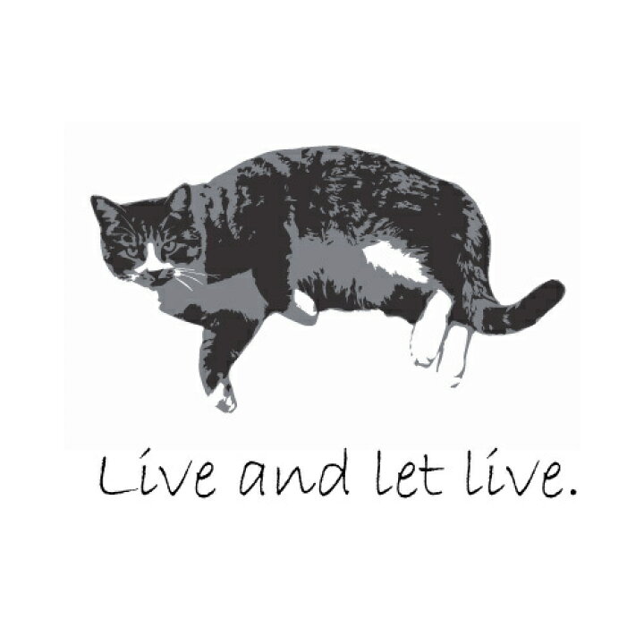 楽天市場 デザイン 猫 長袖 Tシャツ 英語ことわざ Live And Let Live ネコ ねこ 英字 ロゴ 面白い メンズ レディース かっこいい かわいい 教訓 オリジナルグッズ Oreno