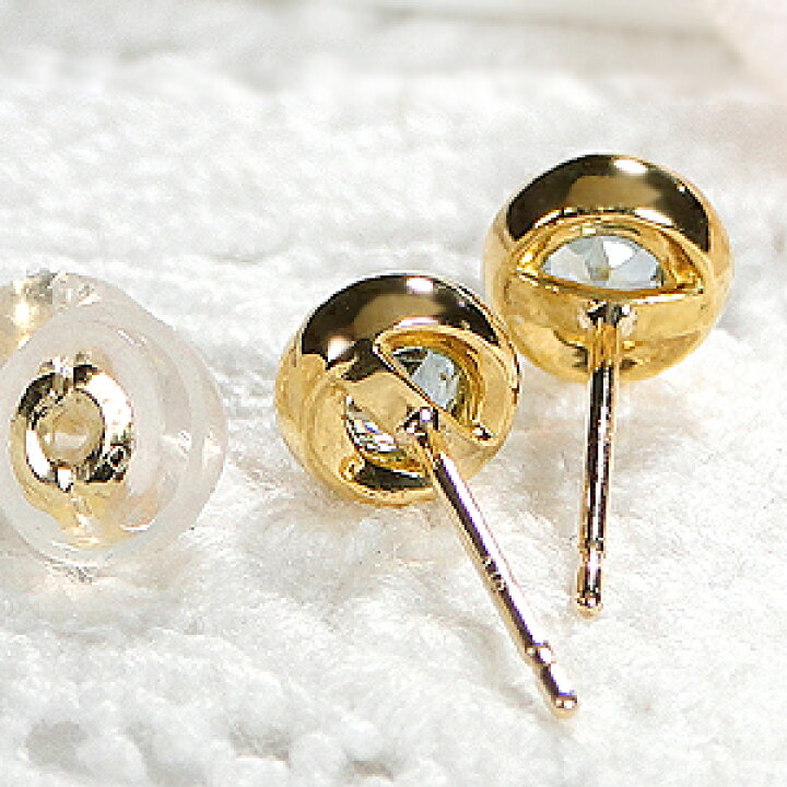 楽天市場】純金 K24 一粒 アクアマリン ピアス【送料無料】24金 カラー  