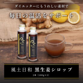 ジンジャーシロップ 国産 ショウガオール57倍 無添加 熟成発酵黒生姜使用 180ml x2本セット 生姜シロップ 温活 白砂糖不使用 保存料 香料未使用 宮崎県産 しょうが 黒にんにくの熟成製法 送料無料