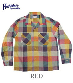 PHERROW'S フェローズ 長袖|チェック|コットンリネン|オープンカラーシャツ『C/L CHECK OPEN SHIRT』【アメカジ・ワーク】23S-POS1(Long sleeve shirt)