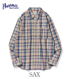 PHERROW'S フェローズ 長袖|ライトネル|チェックワークシャツ『LIGHT FLANNEL SHIRT USED WASH』【アメカジ・ワーク】24S-730WS