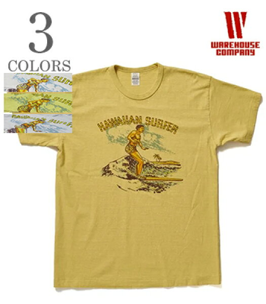 WAREHOUSE 2nd hand ウエアハウス 半袖|19/-天竺|セコハン|ONE WASH|プリントTEE『HAWAIIAN SURFER SST』【アメカジ・カレッジ】4064-HAWAIIAN
