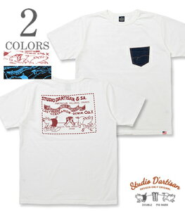 STUDIO D'ARTISAN �X�e���f�B�I�_���`�U�� USA�R�b�g��|Made in JAPAN|����|�v�����gTEE�wSD Denim Pocket T-Shirt�x�y�A���J�W�E�J���b�W�z8214A