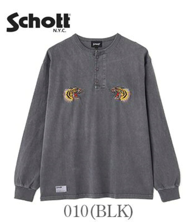 楽天市場】Schott ショット 長袖|ヘンリーネック|刺繍|Tシャツ 
