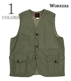 WORKERS ワーカーズ Reversed Sateen, OD|クルーザーベスト『Cruiser Vest』【アメカジ・アウトドア】23a-1-cv