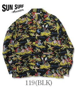 SUN SURF �T���T�[�t LONG SLEEVE RAYON ALOHA SHIRT '25MODEL�wHAWAIIAN HULA�x�y�A���n�E�m���zSS29401