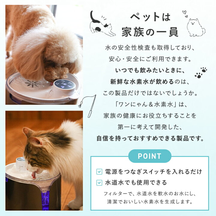 楽天市場】ワンにゃん＆水素水 水素水 自動給水器 犬 猫 ペット用 健康  