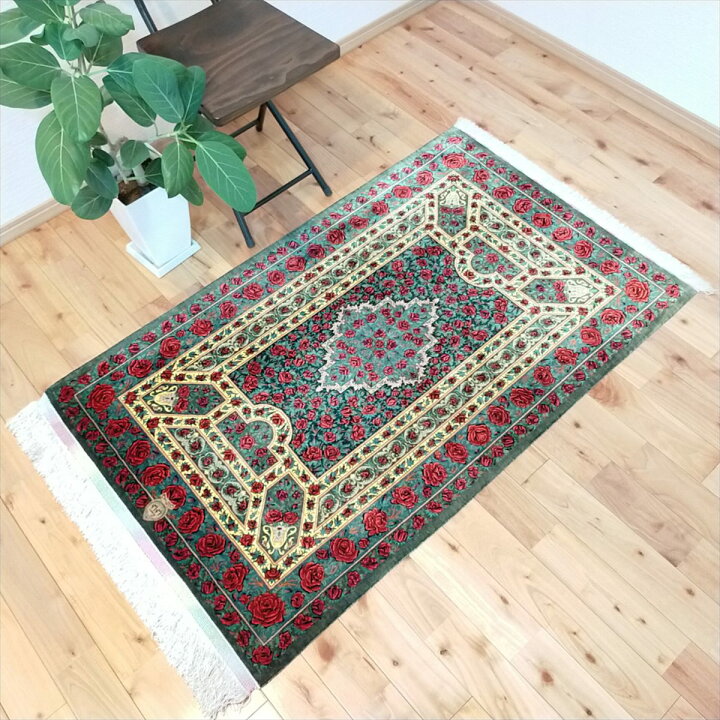 楽天市場】ペルシャ絨毯 【本物イラン産】 131x83cm クム シルク 