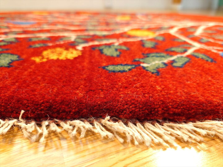 ペルシャ絨毯 オーバル 赤 （楕円形手織りペルシャ絨毯、クムシルク  