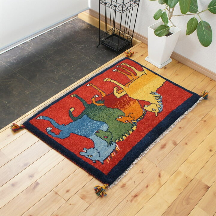楽天市場】ぺルシャ ギャッベ 【本場 イラン産】 90x60cm ギャベ 玄関  