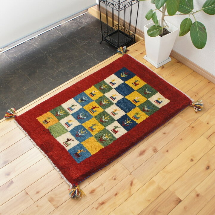 楽天市場】ぺルシャ ギャッベ 【本場 イラン産】 88x58cm 厚み 2.26cm 