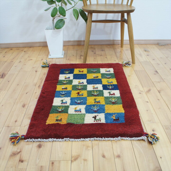 楽天市場】ぺルシャ ギャッベ 【本場 イラン産】 88x58cm 厚み 2.26cm 