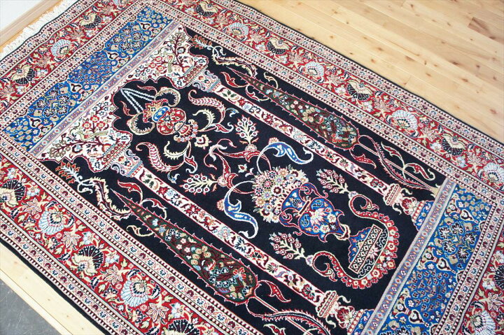 楽天市場】ペルシャ絨毯 【本物イラン産】 カシャン産 ブラック 黒 