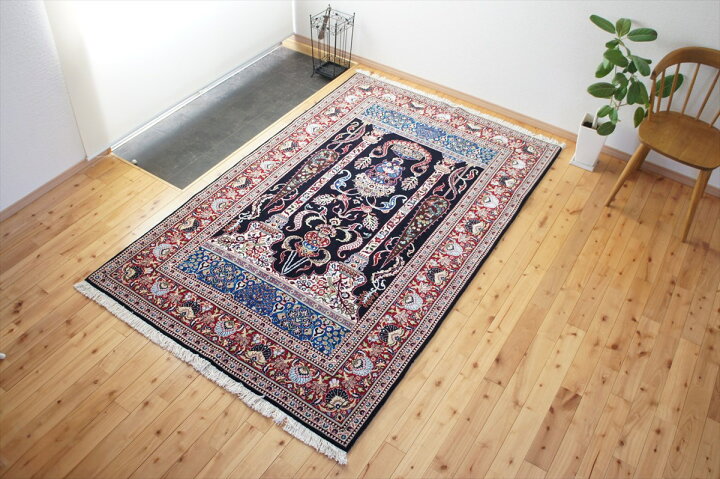 楽天市場】ペルシャ絨毯 【本物イラン産】 カシャン産 ブラック 黒 