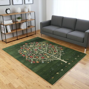 yV Mbx {CY UN O Mx E[100% VRf ؐ D O~ Gabbeh I[V[Y 1.5 \t@O 200x155cm  2.47cm  O[ UN̖ RJ11350