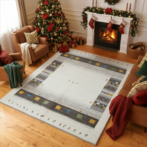 yV Mbx {CY NX}X Xmas E[100% VRf ؐ O~ O Gabbeh ԂS Vq rO I[V[Y 2 223×180cm AC{[ uE O[ 