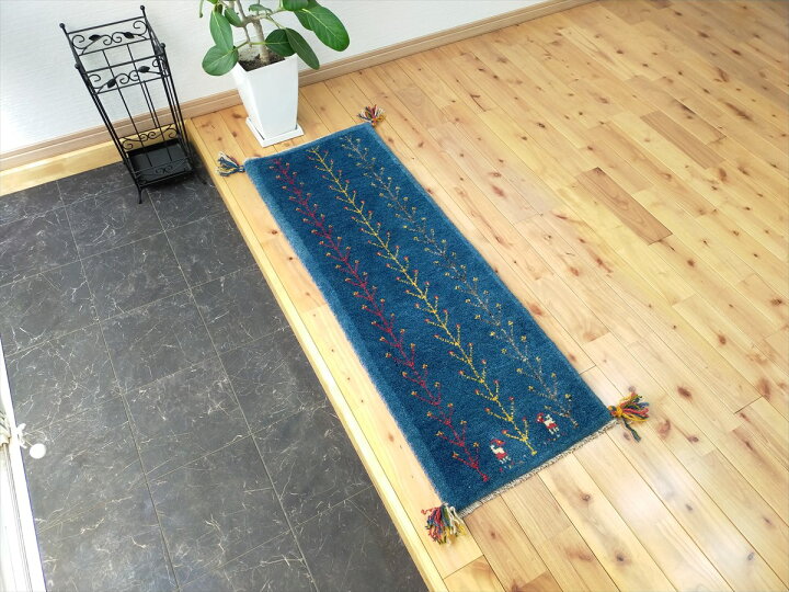 ギャッベ ランナー 約40x120cm ペルシャ 本物 廊下用 キッチンマット 