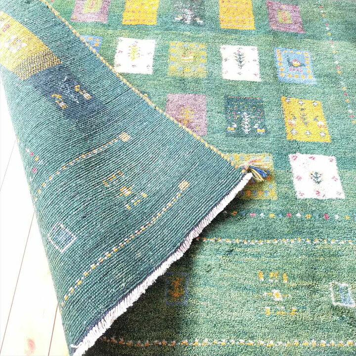 楽天市場】ペルシャ ギャッベ 本場イラン産 グリーン ラグ ギャベ  